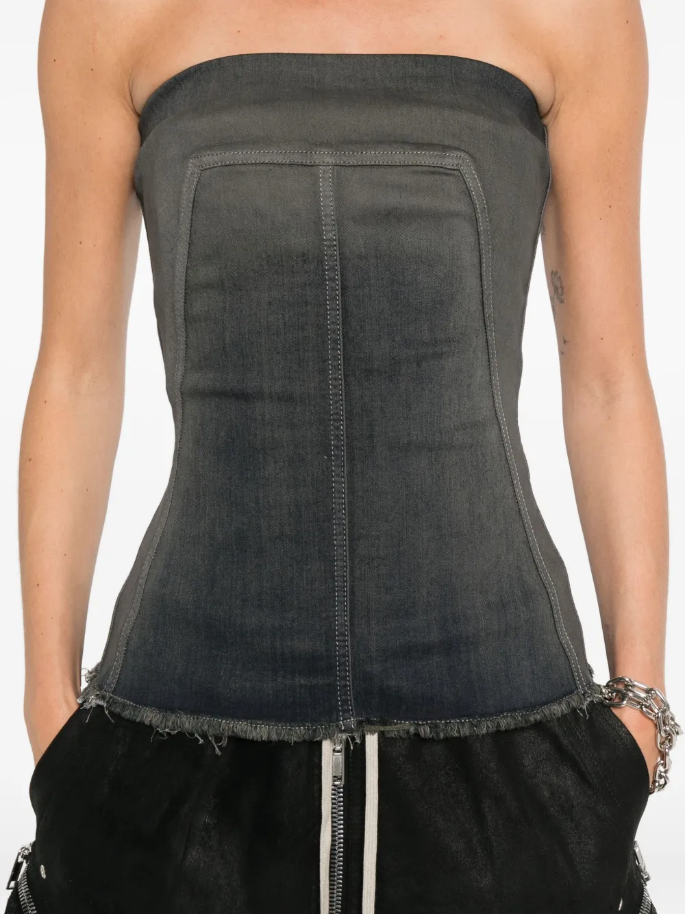 Rick Owens Denim Corset In Blue