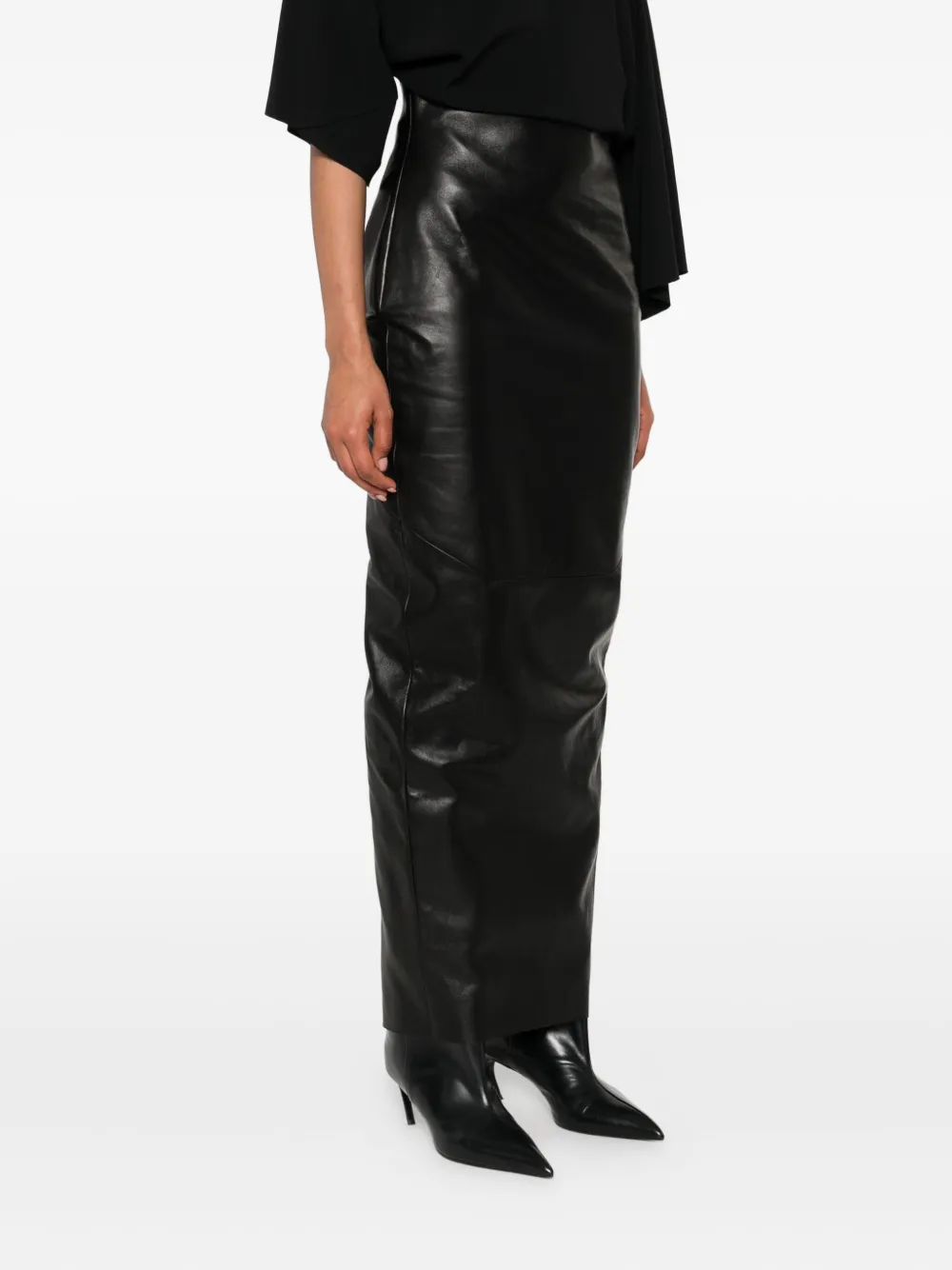 Rick Owens leather maxi skirt Zwart