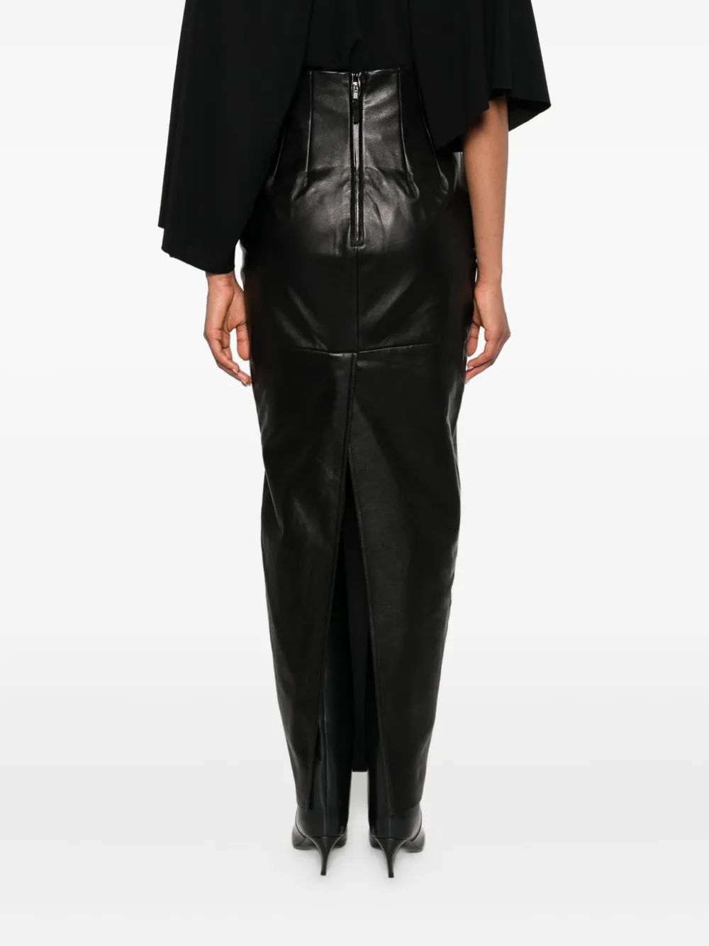 Rick Owens leather maxi skirt Zwart