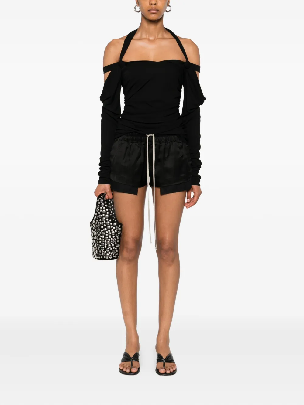 Rick Owens R OWENS FOG ELSTIC WAIST UNDER LAY BOXER SHORTS BLACK | Short Shorts | Image 2