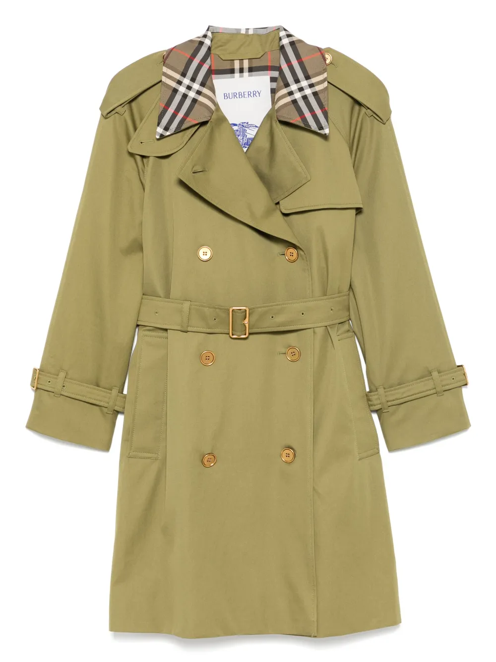 Burberry Trenchcoat met dubbele rij knopen Groen