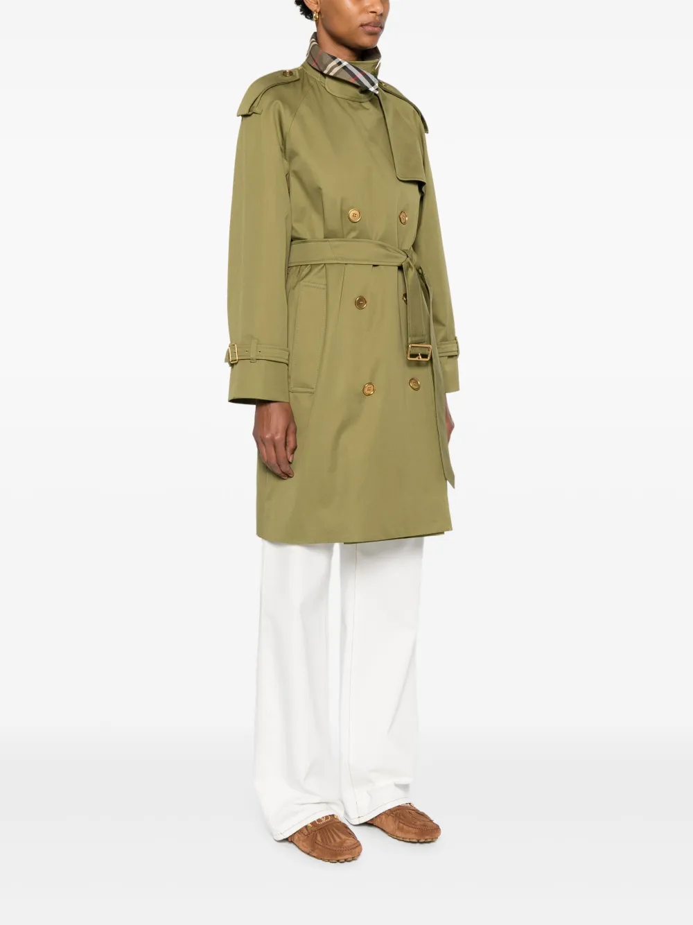 Burberry Trenchcoat met dubbele rij knopen Groen
