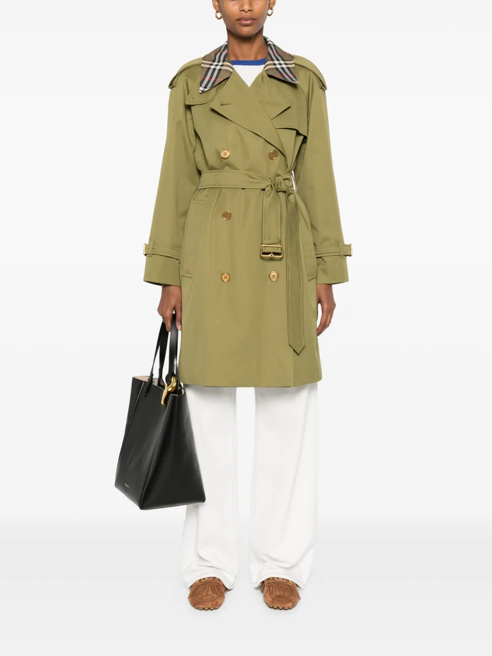 Burberry Trenchcoat met dubbele rij knopen Groen