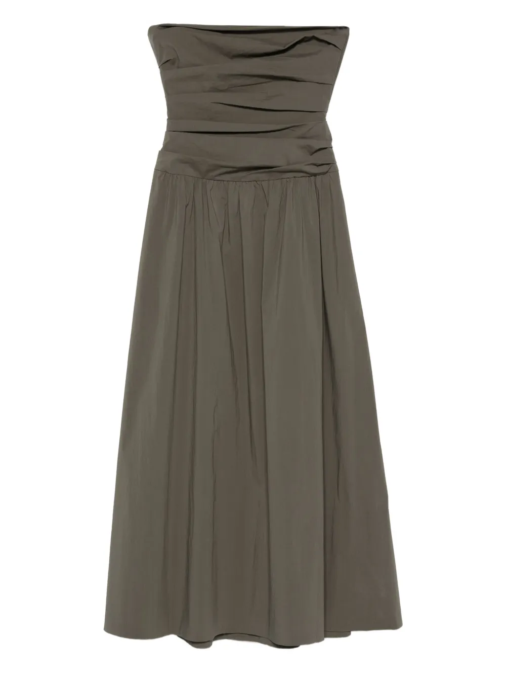 St. Agni gathered-detail strapless midi dress | Green | Image 1