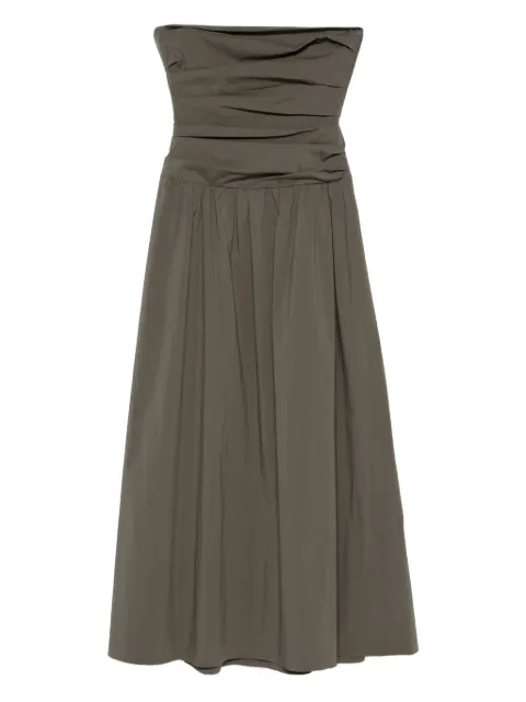 St. Agni gathered-detail strapless midi dress