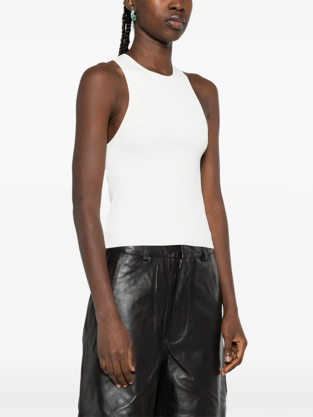 St. Agni Ribbed-knit Cami Top in White, view 3