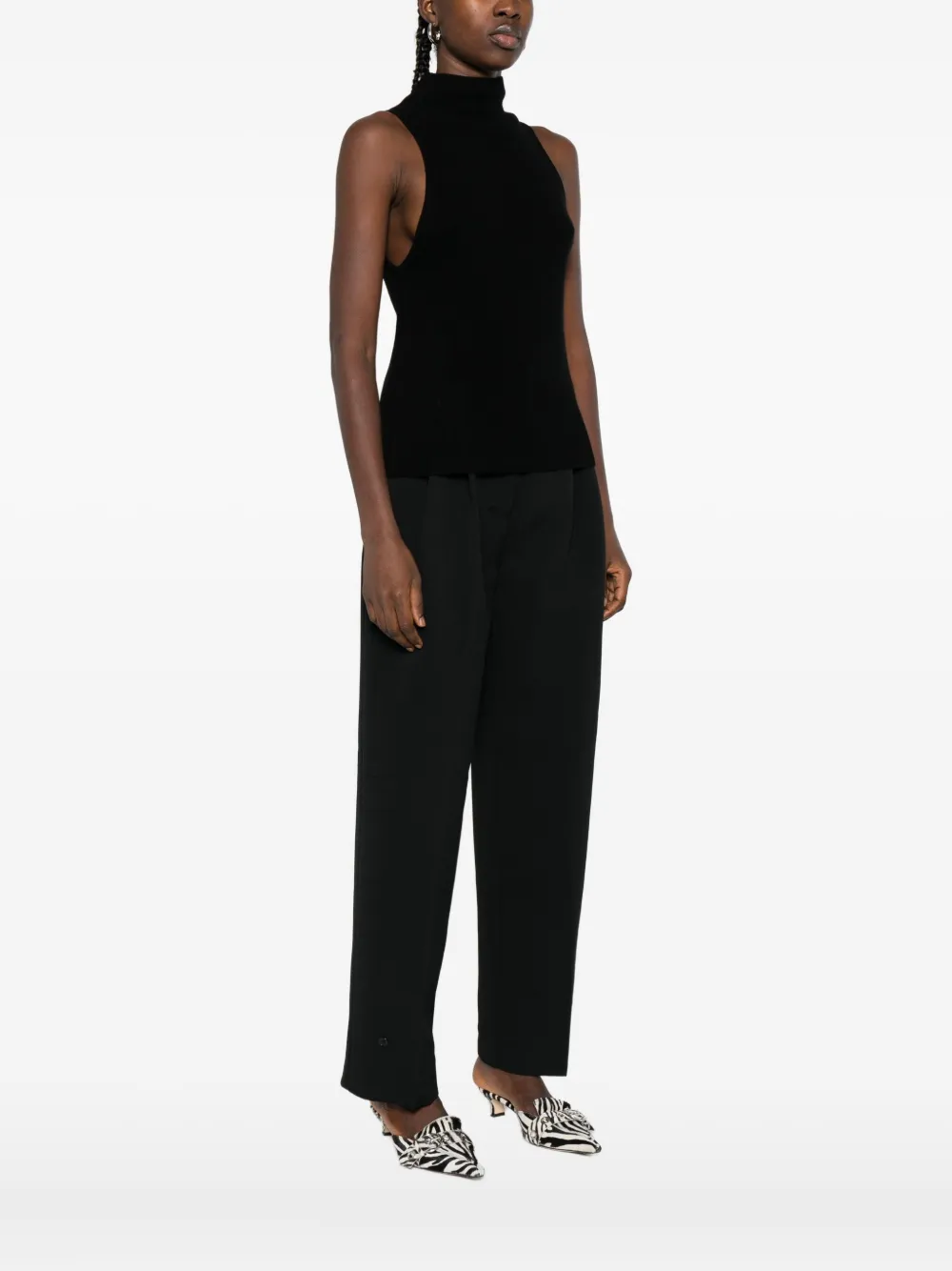 St Agni High-neck Sleeveless Top In Black