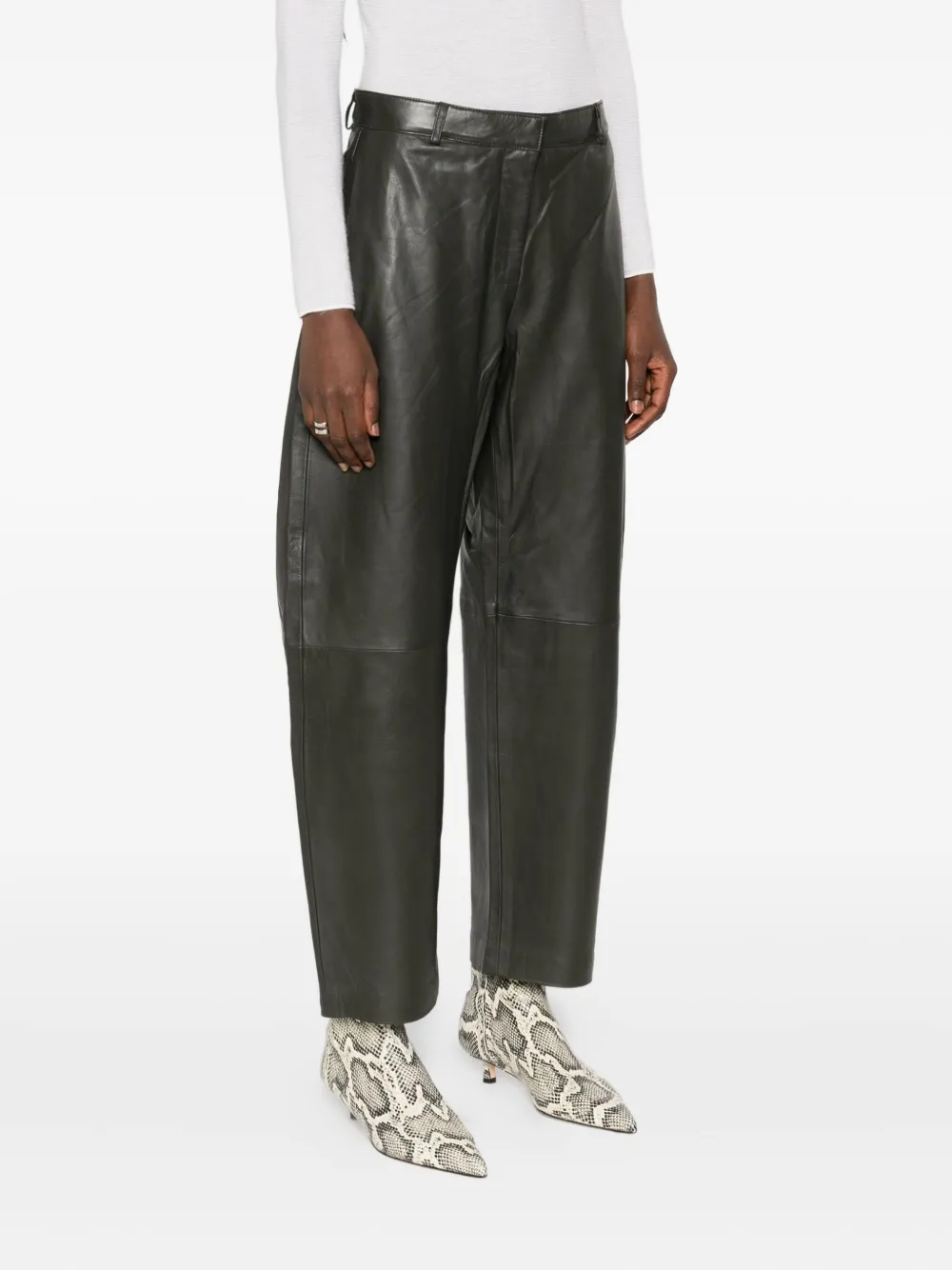 St. Agni Leren broek Groen
