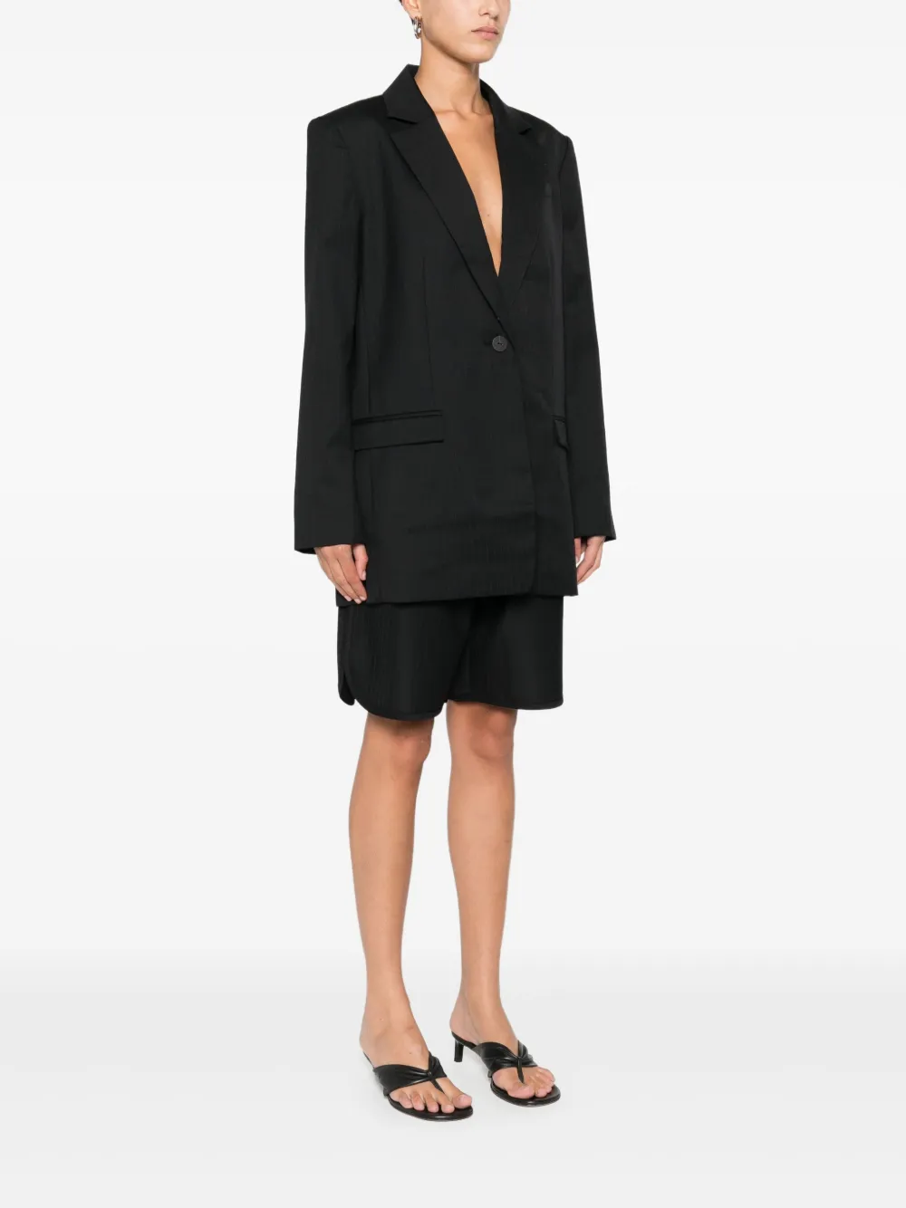 St. Agni Blazer met krijtstreep en split Zwart