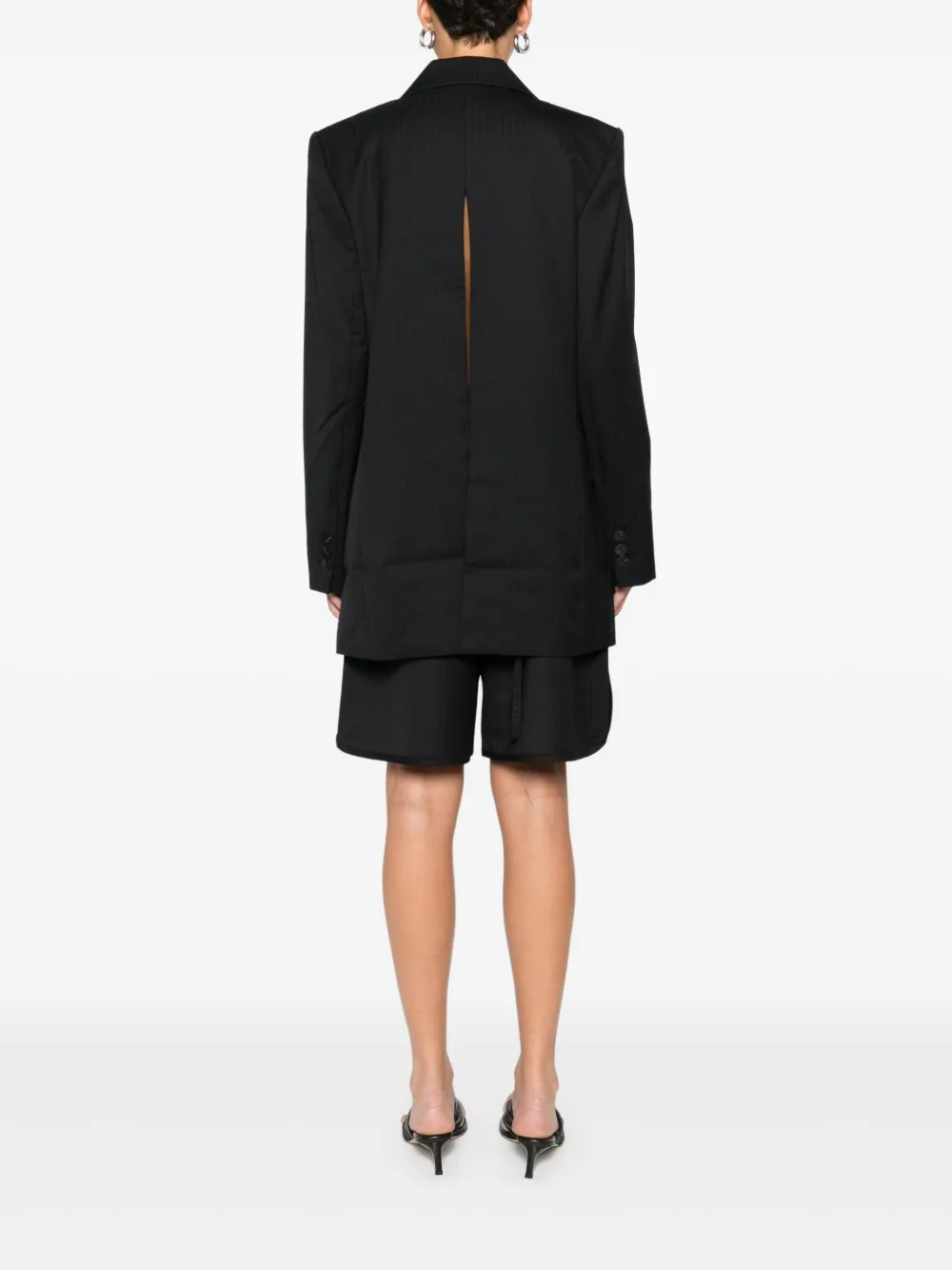 St. Agni Blazer met krijtstreep en split Zwart