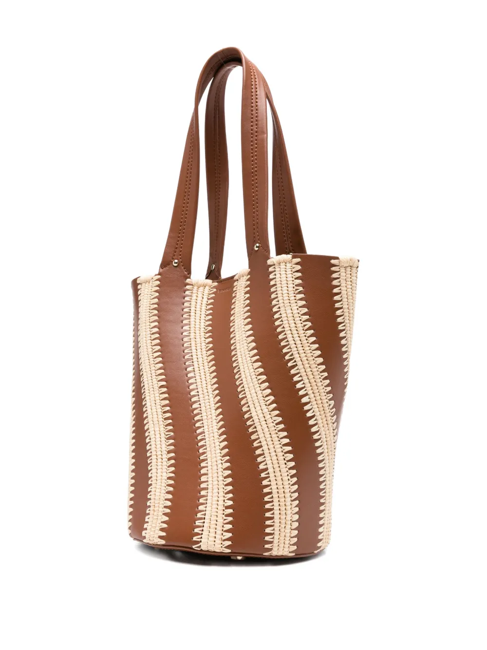 Simkhai Talia Raffia-leather Bucket Bag In Brown