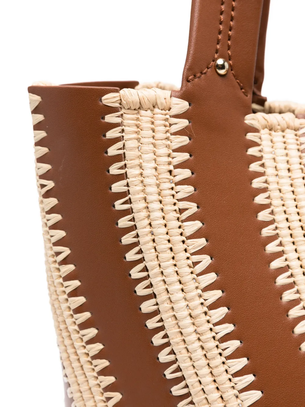 Simkhai Talia Raffia-leather Bucket Bag In Brown