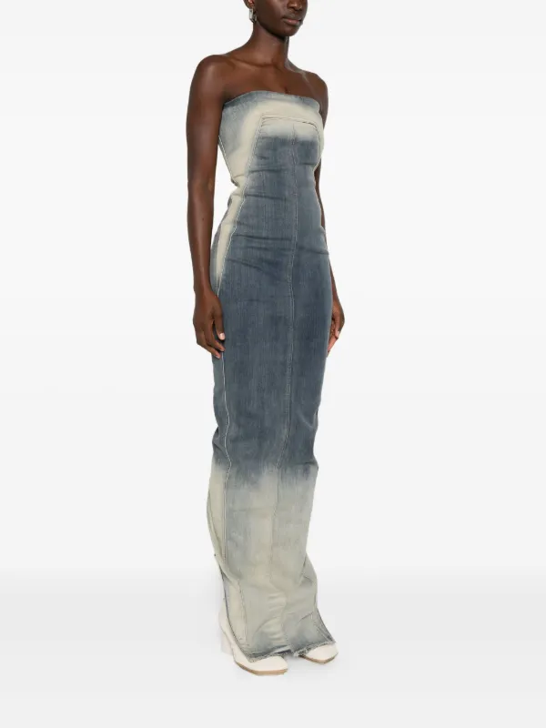 Rick Owens Strapless Denim Dress | Blue | FARFETCH FI