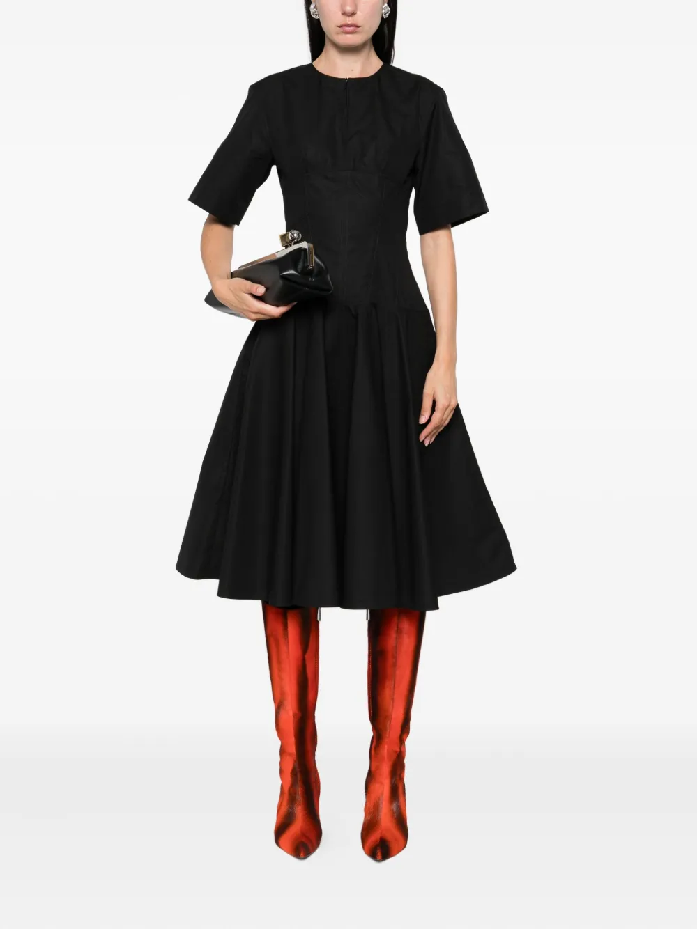 Alexander McQueen Flared midi-jurk Zwart