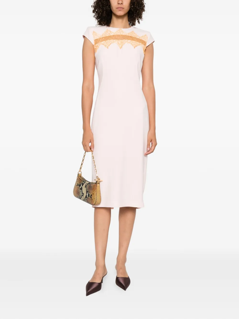 Alexander McQueen Midi-jurk met kanten vlak Roze