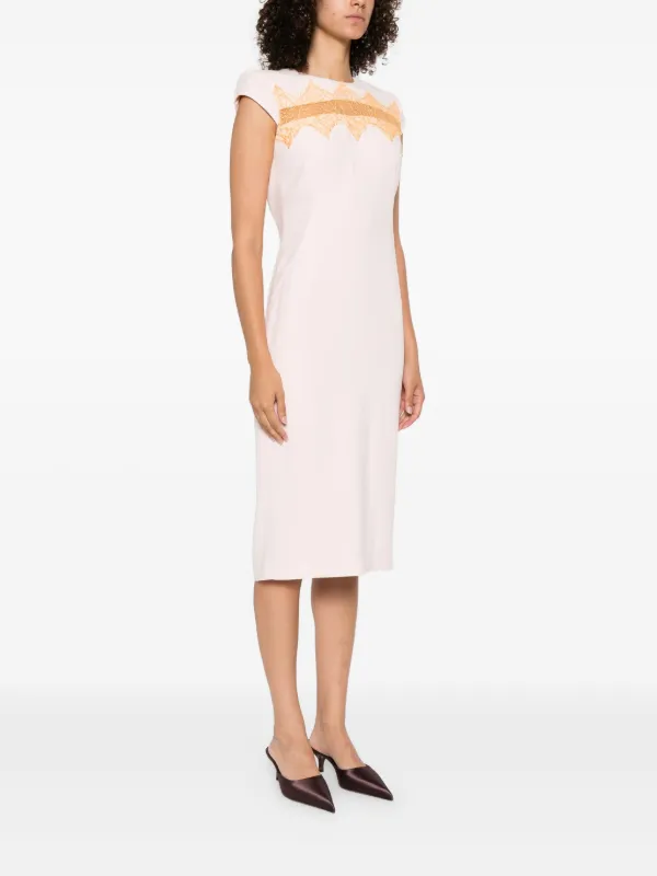 Alexander McQueen lace-insert Midi Dress | Pink | FARFETCH