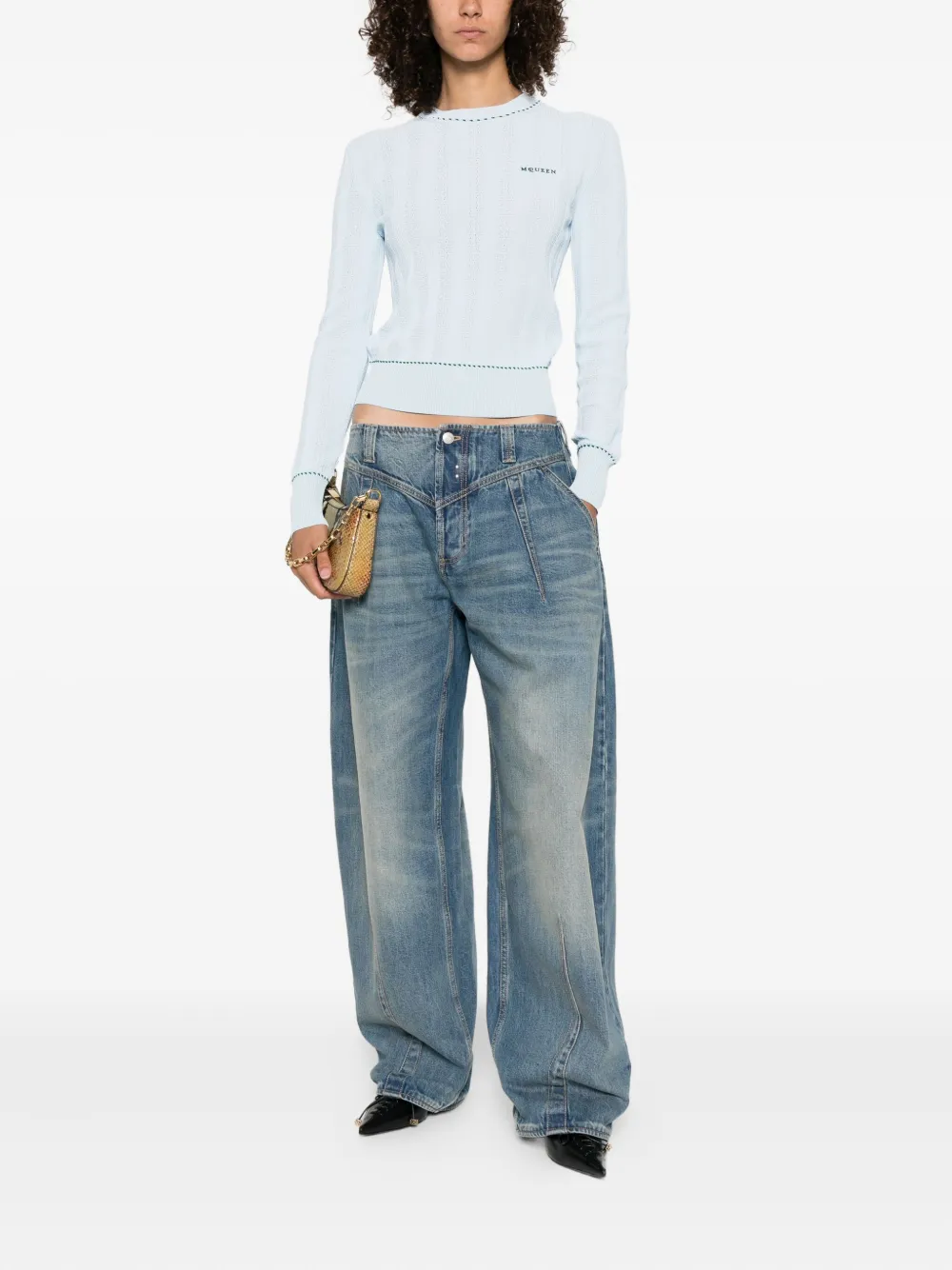 Alexander McQueen Trui met geborduurd logo Blauw