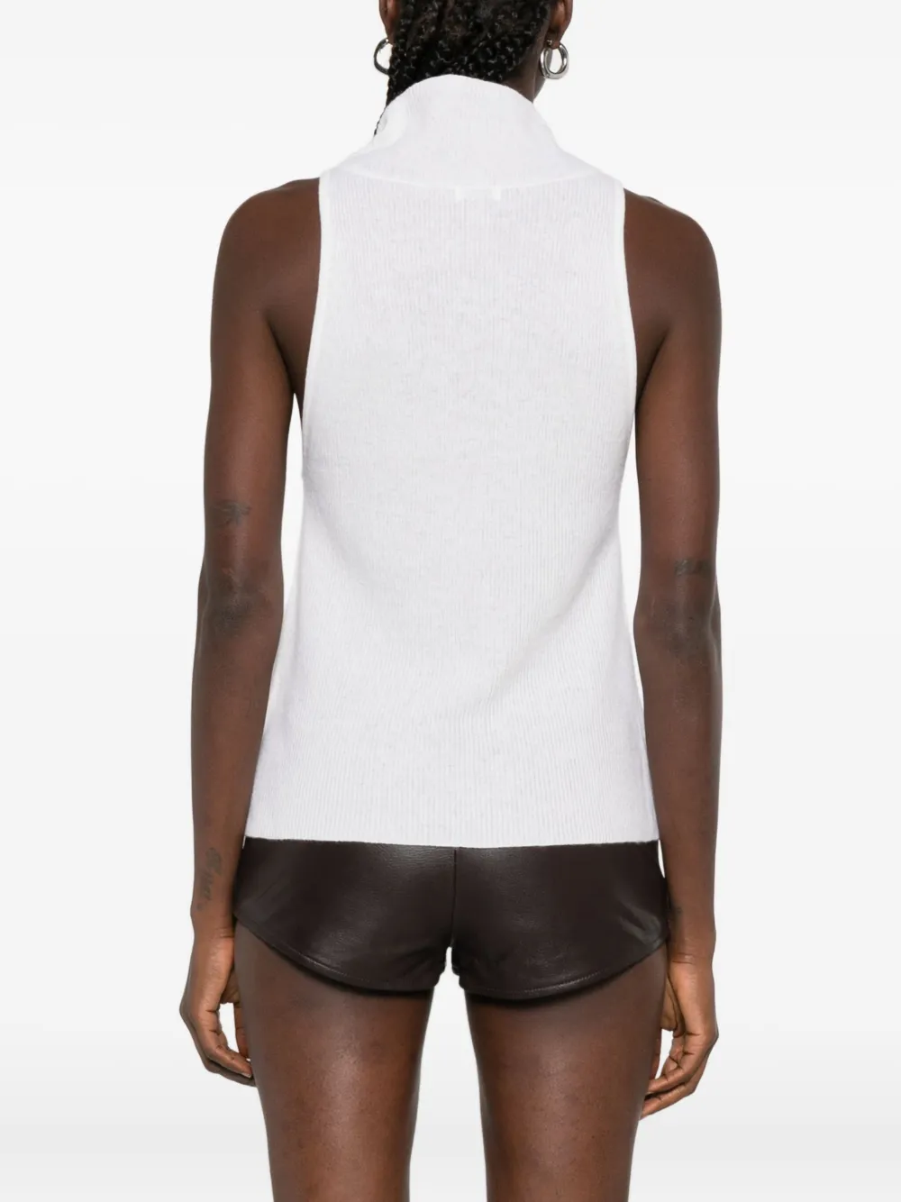 St Agni High-neck Ribbed Vest In White