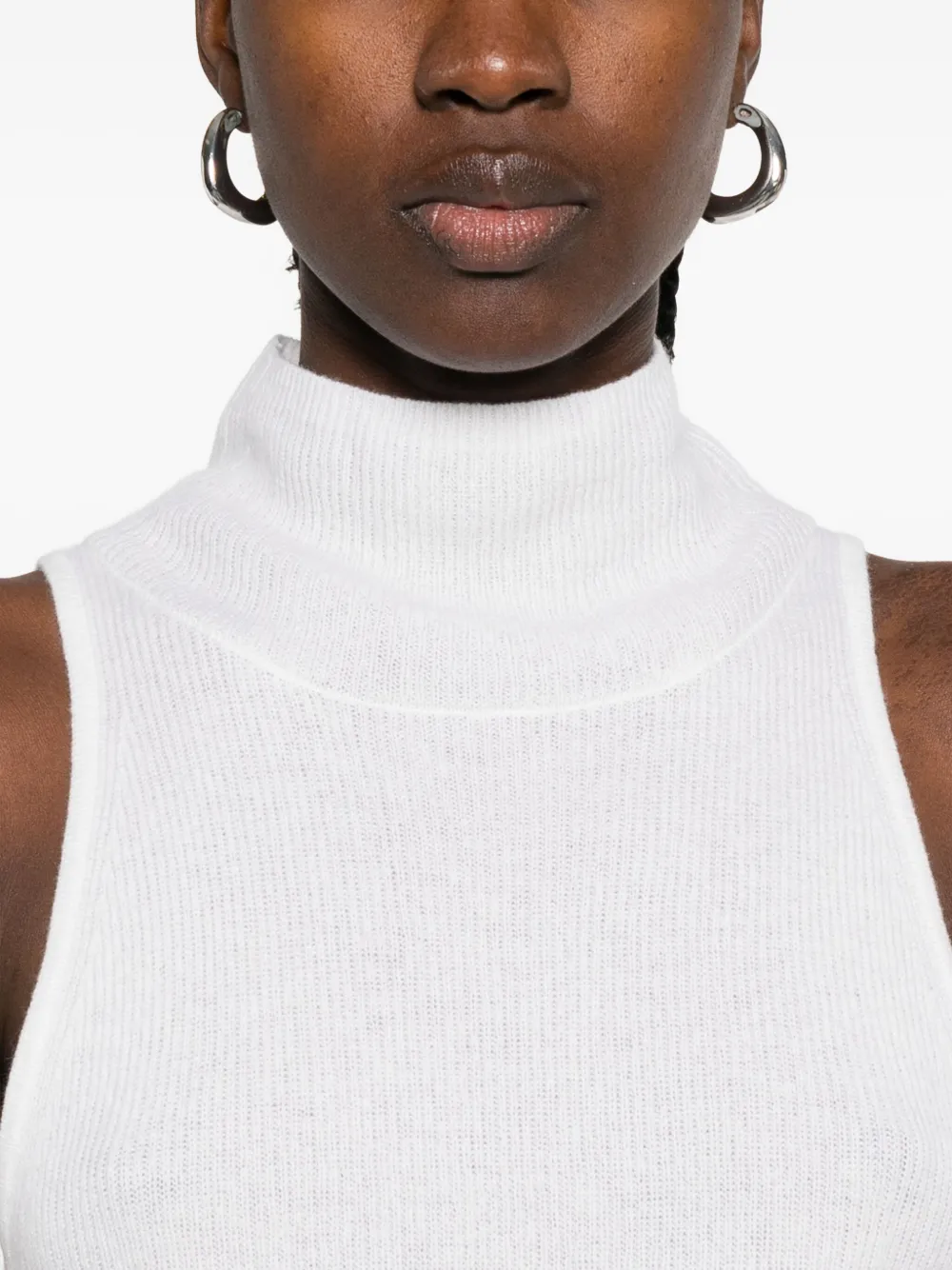 St Agni High-neck Ribbed Vest In White