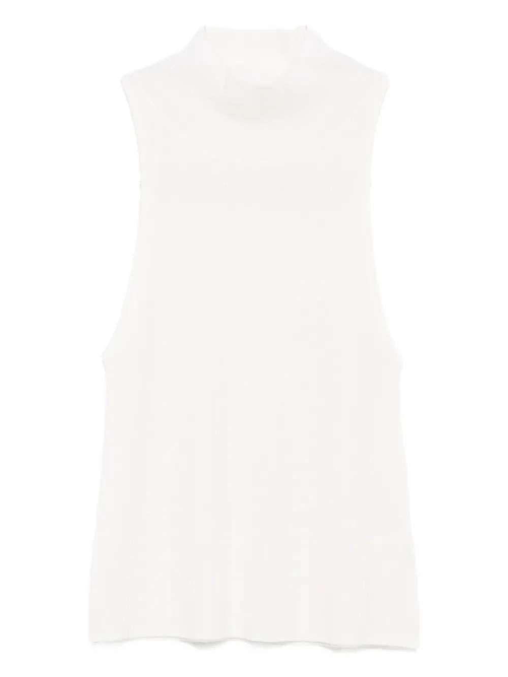 St Agni High-neck Ribbed Vest In White