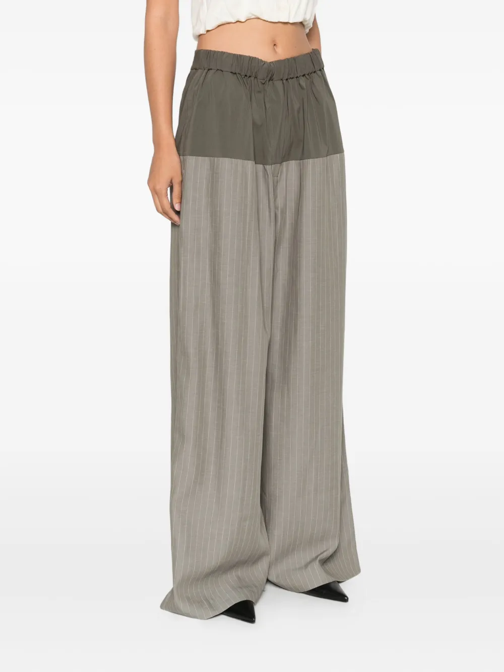 St. Agni Broek met krijtstreep Groen