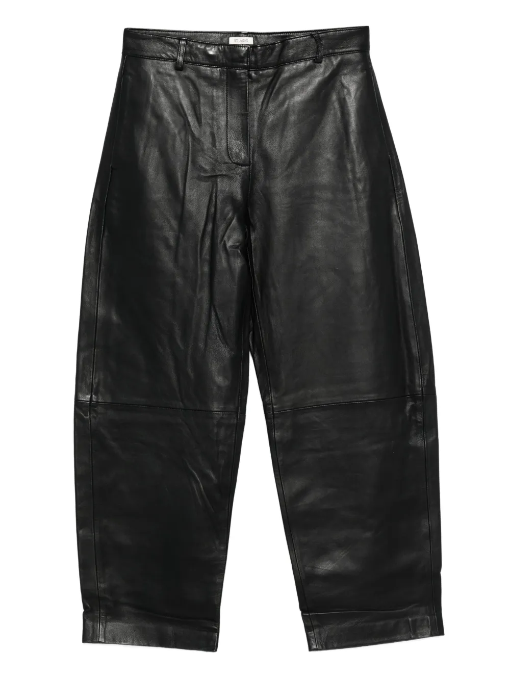leather straight-leg trousers