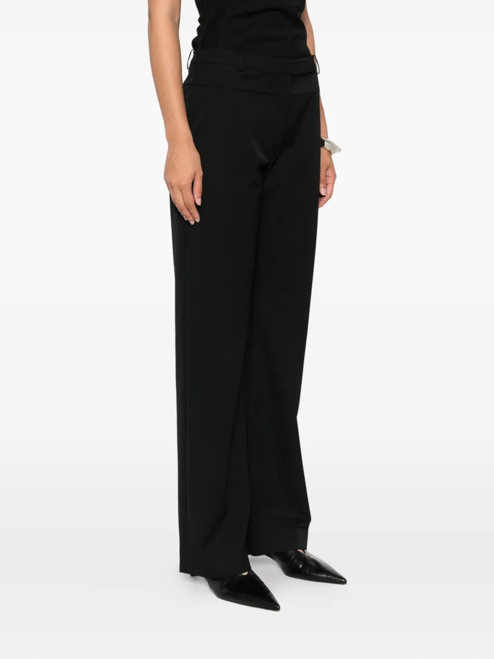 St. Agni Slim-fit broek met vlakken Zwart