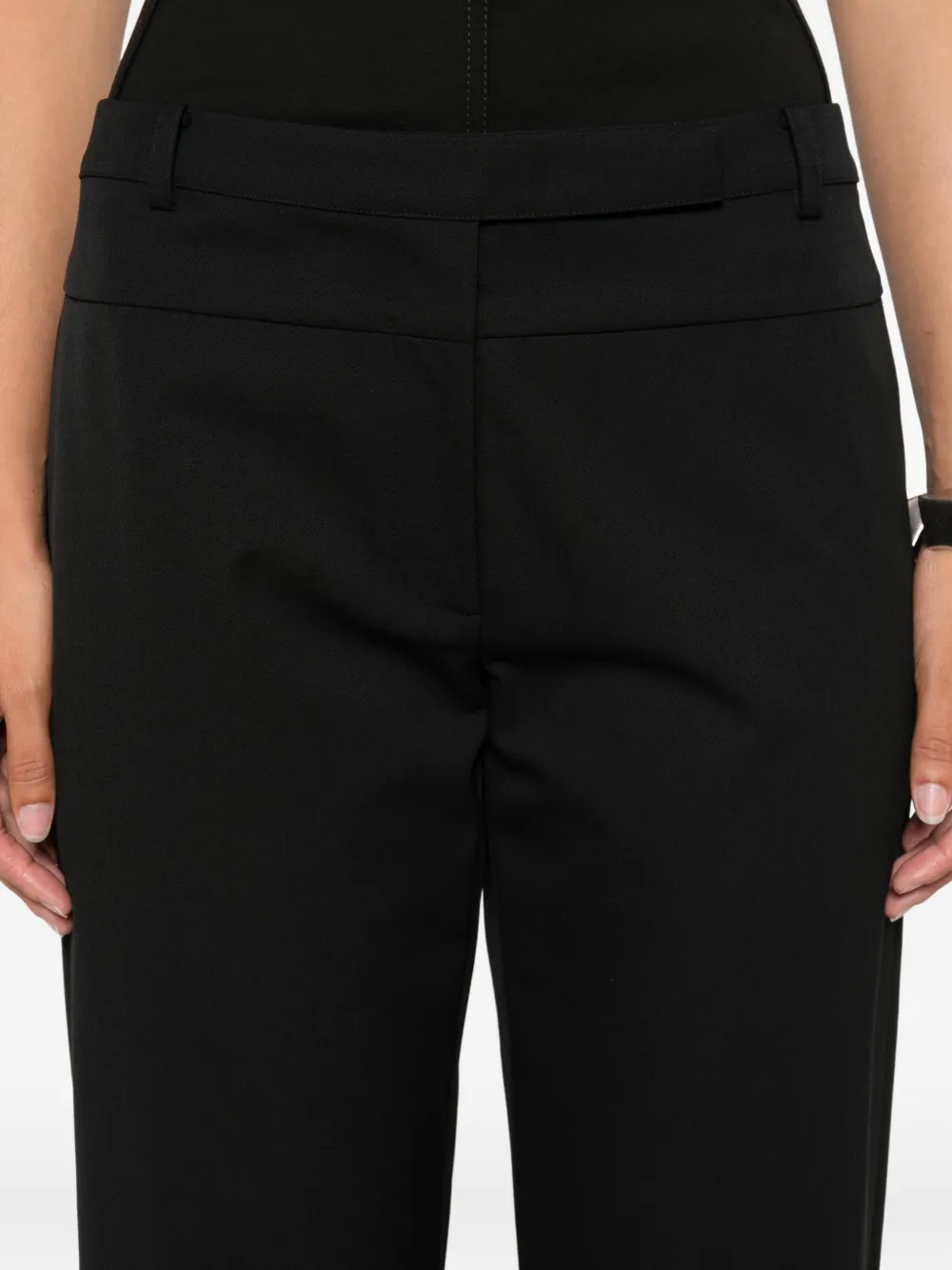 St. Agni Slim-fit broek met vlakken Zwart