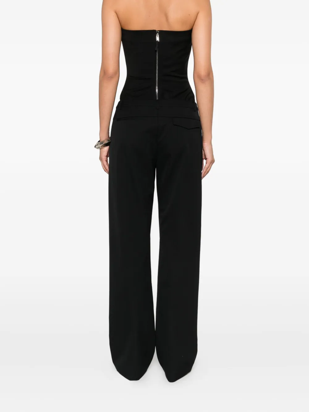 St. Agni Slim-fit broek met vlakken Zwart