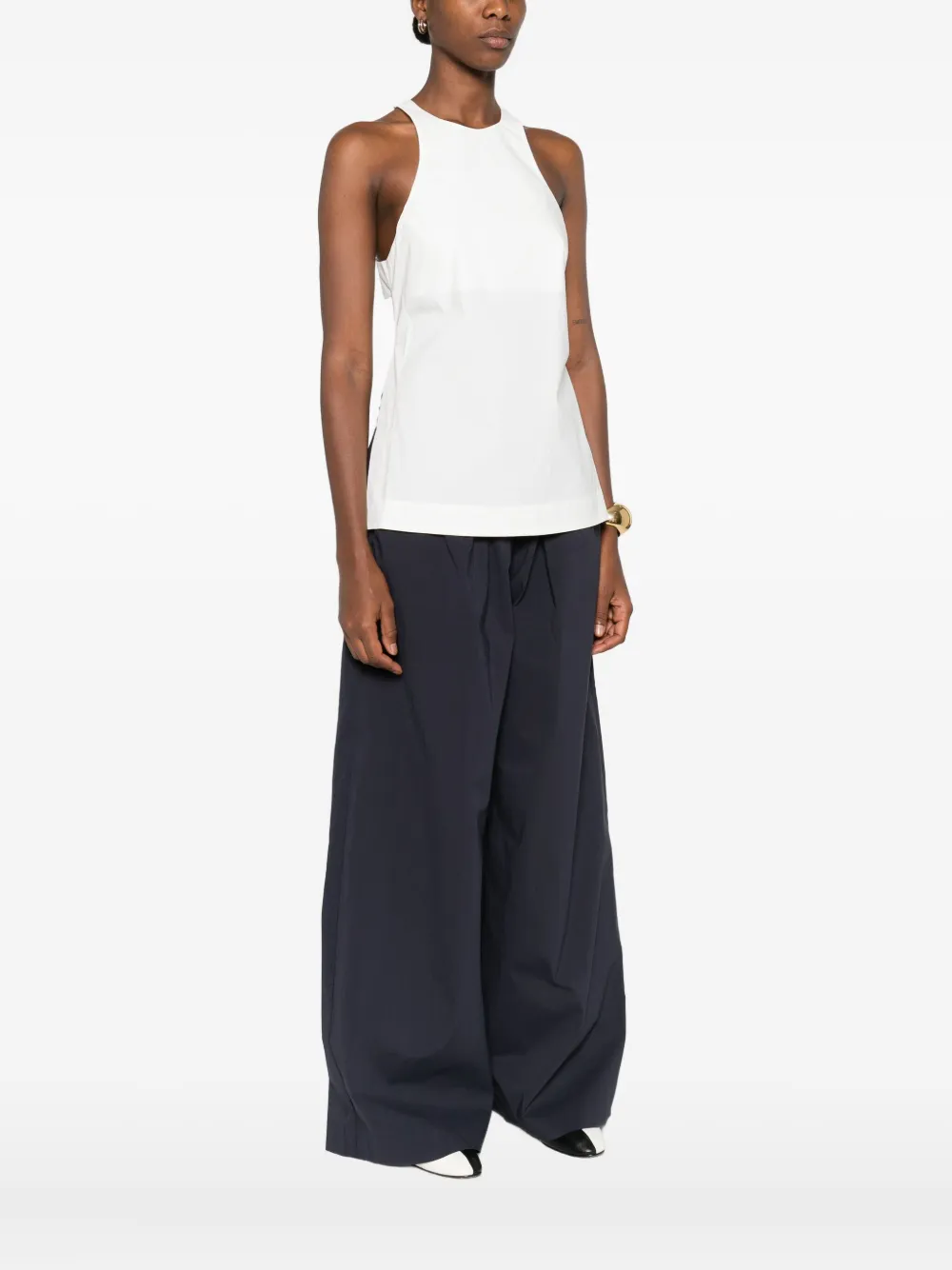 St Agni Open-back Cotton-blend Poplin Tank In White