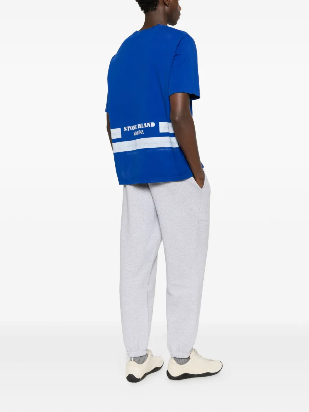 Stone Island Marina stripe-detail T-shirt - Blauw