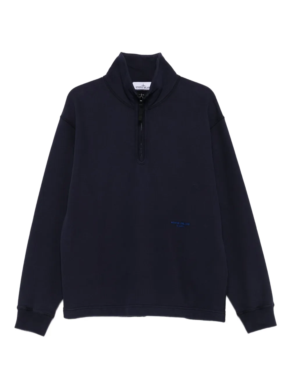Stone Island half-zip fleece-texture polo shirt - Blu