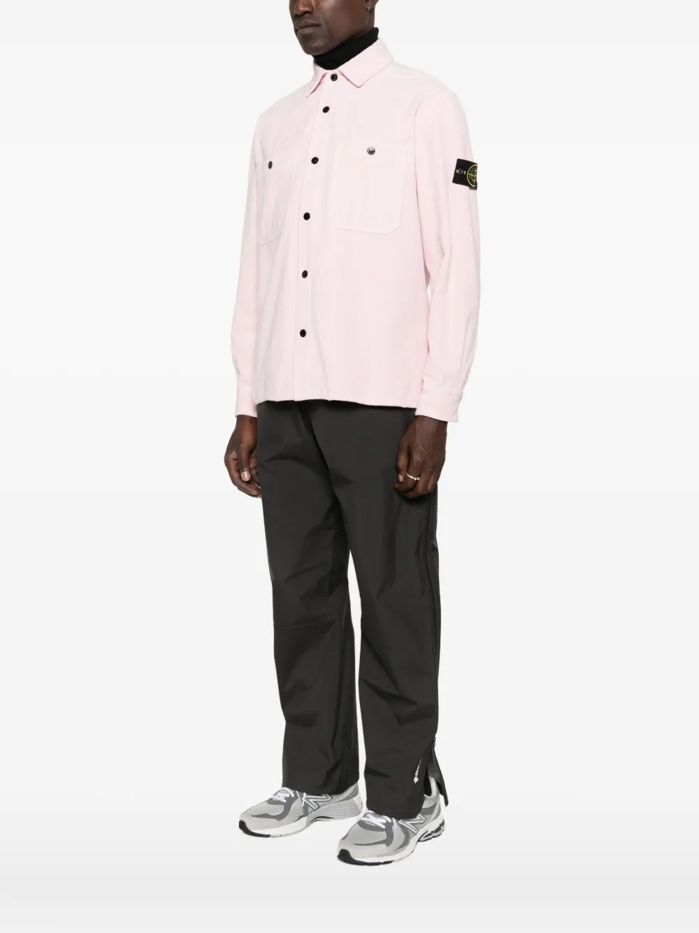 Stone Island Corduroy Patch-pocket Shirt In Pink