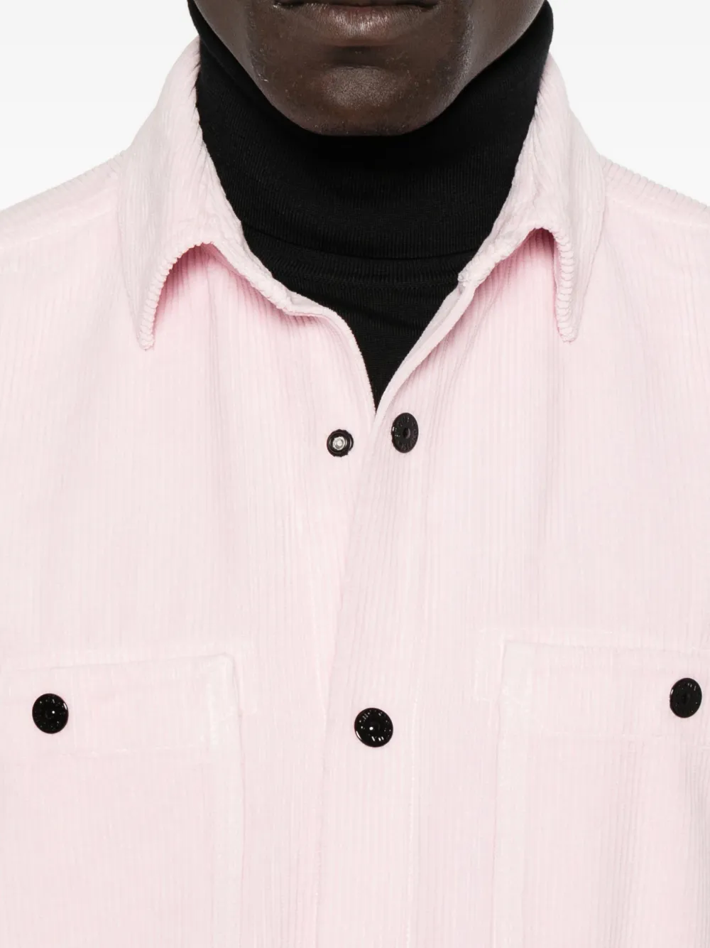 Stone Island Corduroy Patch-pocket Shirt In Pink