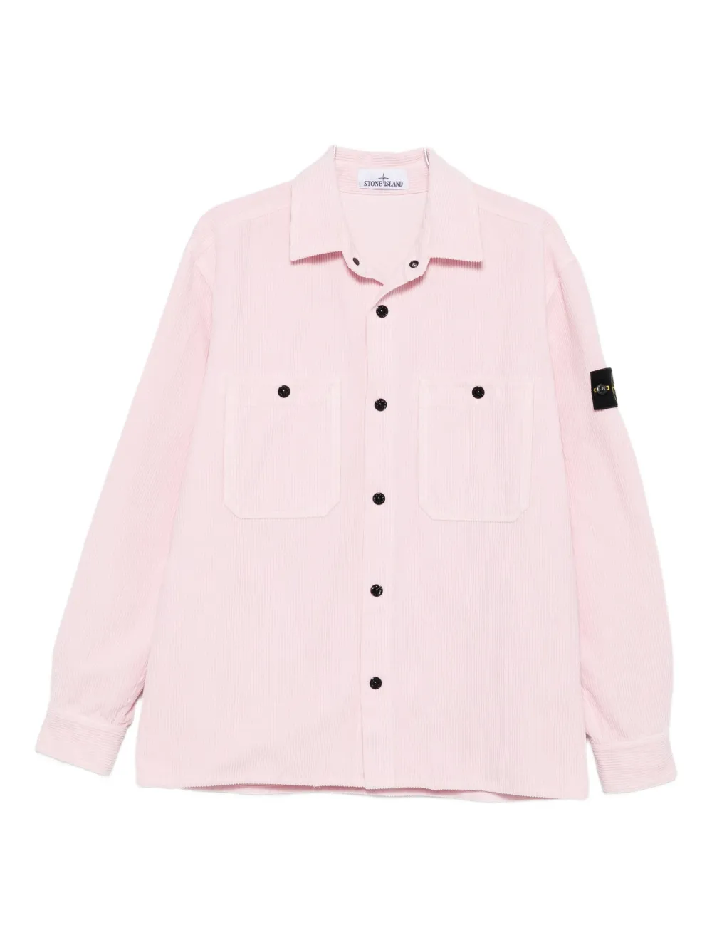 Stone Island Corduroy Patch-pocket Shirt In Pink
