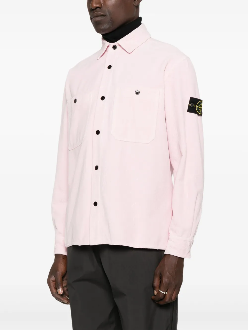 Stone Island Ribfluwelen overhemd met opgestikte zak Roze