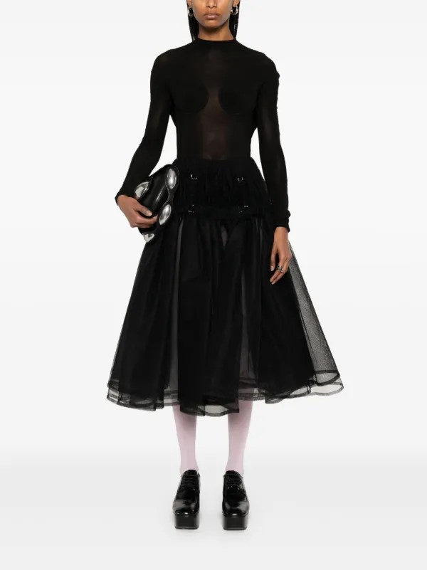 Noir Kei Ninomiya Tulle Midi Skirt | Black | FARFETCH