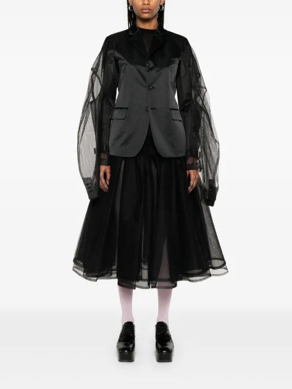 に*や様 コムデギャルソン チュール燕尾 レイヤードジャケット 黒 SS A-2 Comme Des Garçons チュールインサート ジャケット | ブラック