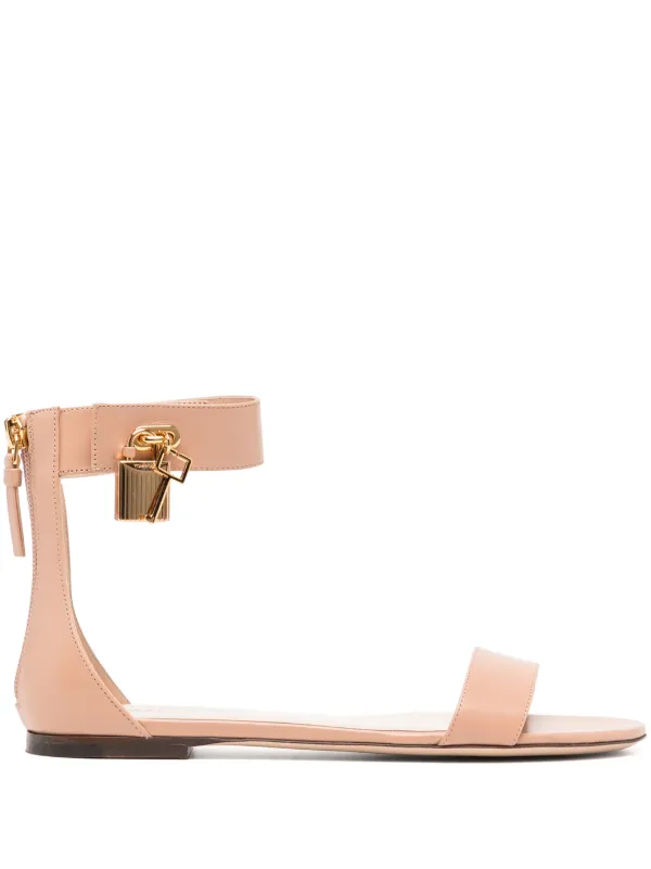 Tom Ford Leather Flat Sandals in Neutrals