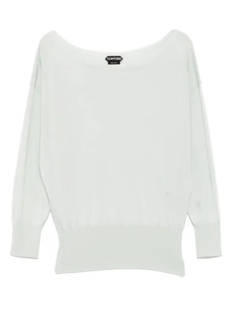 TOM FORD embroidered-logo boat-neck top