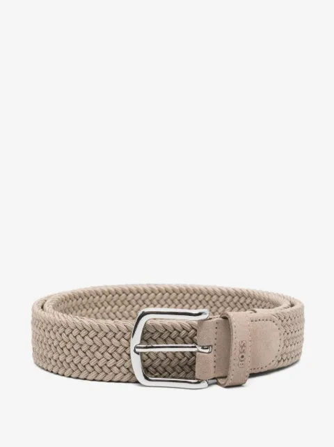BOSS woven belt with suede trims