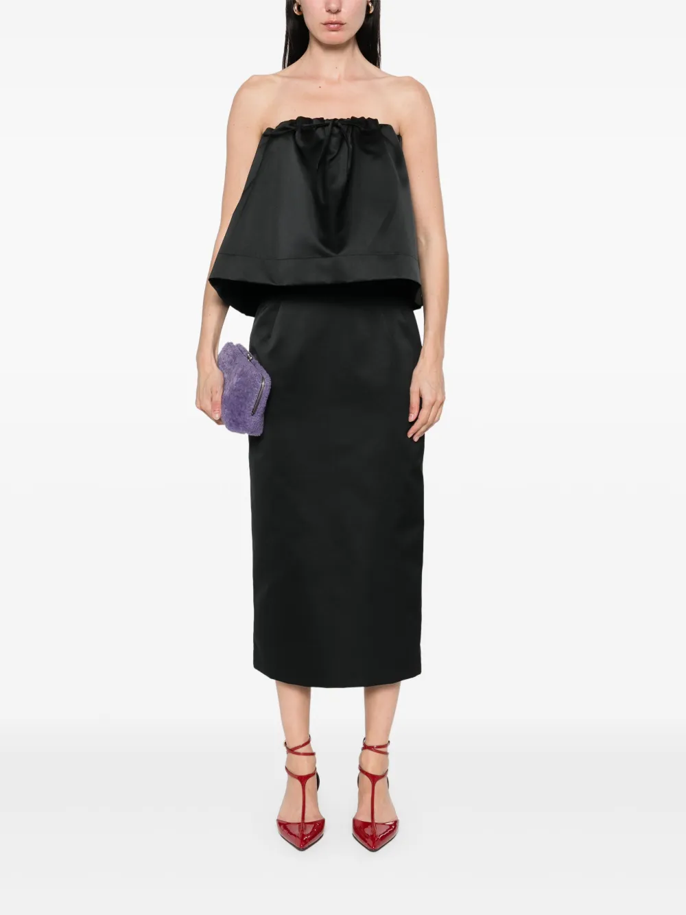 Shop N°21 Strapless Taffeta Top In Black