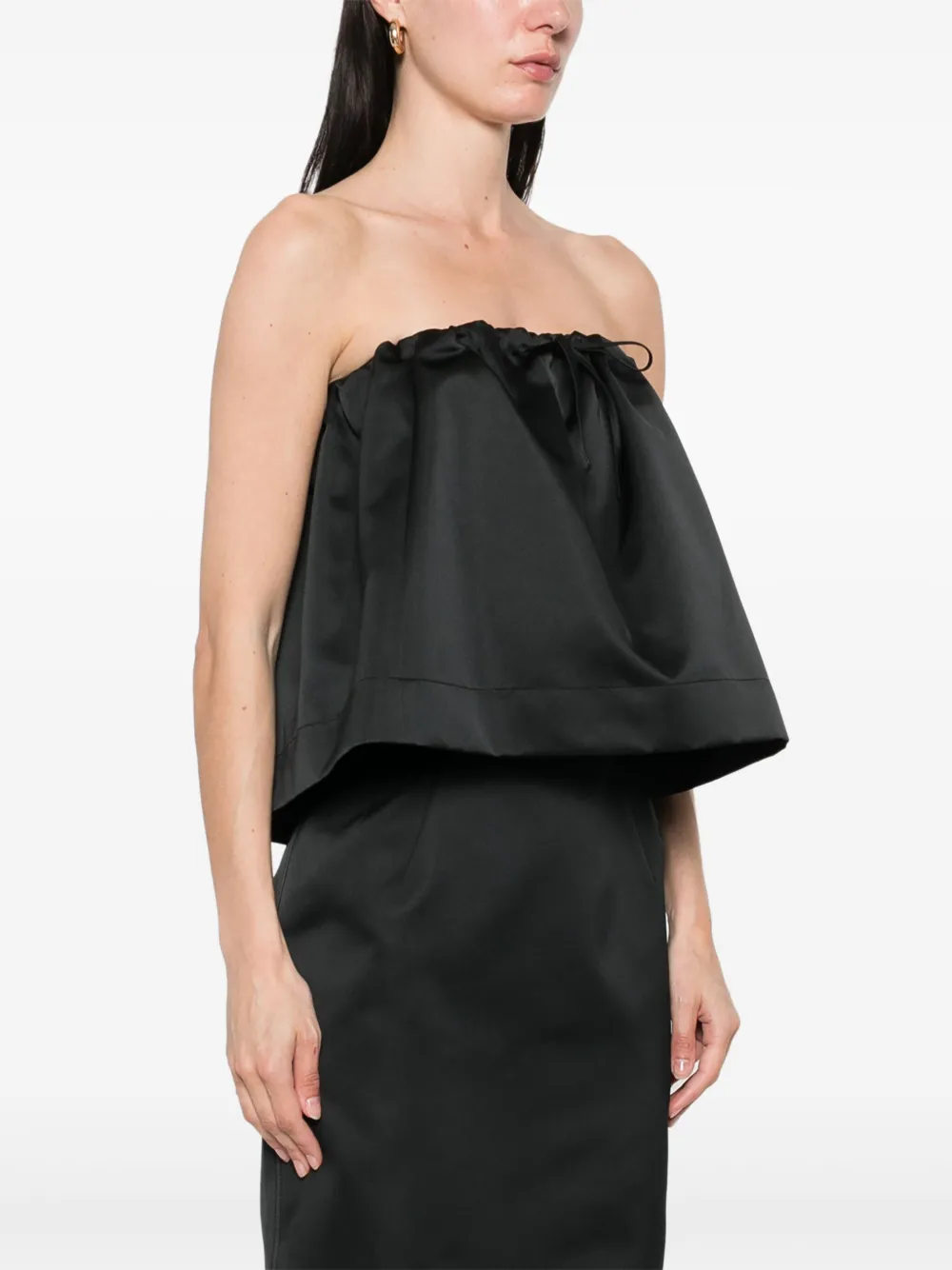 Shop N°21 Strapless Taffeta Top In Black
