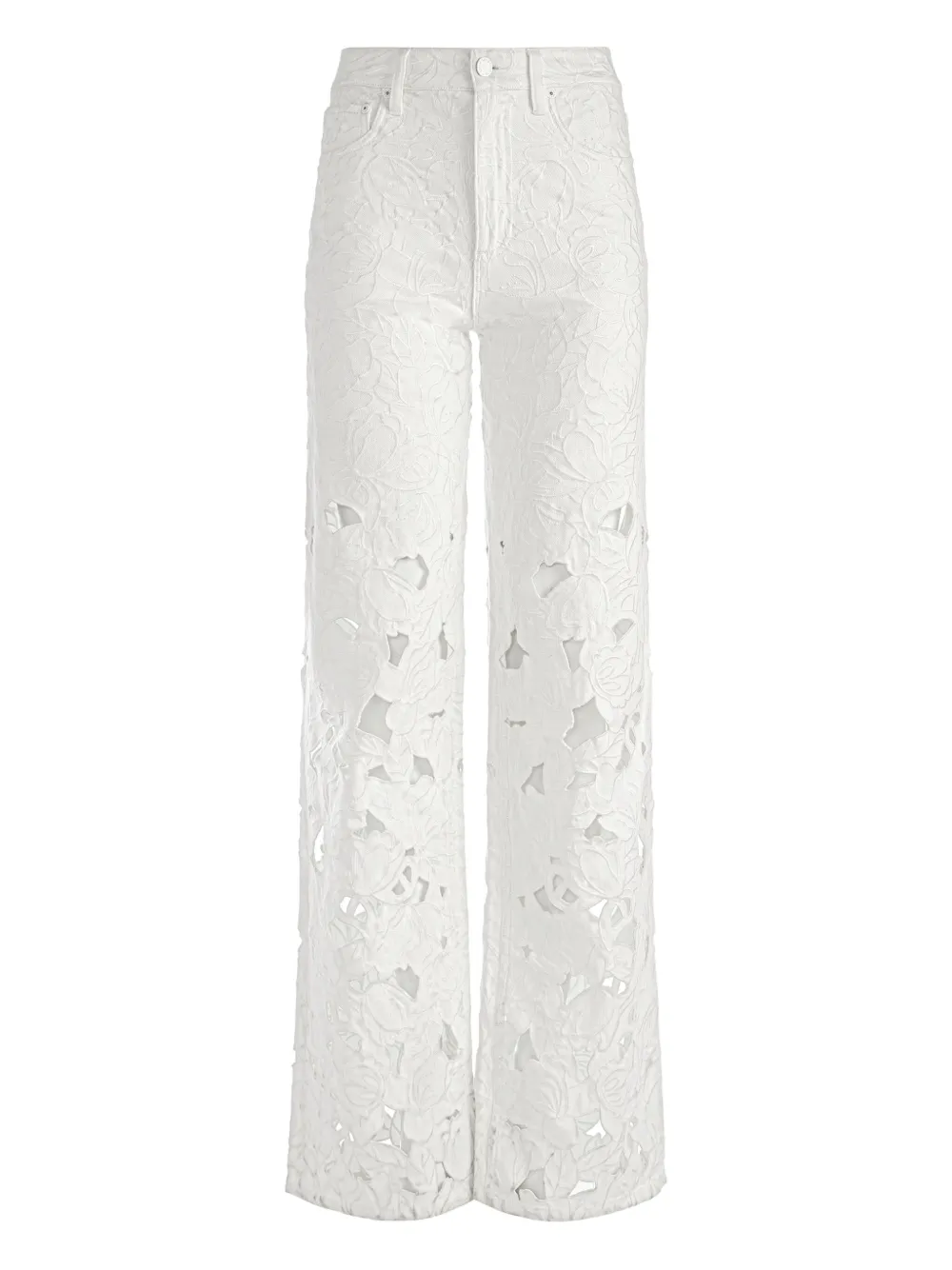 Alice + olivia Weezy high waist jeans met geborduurd ringlets Wit