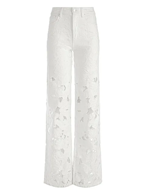 alice + olivia Weezy high-rise embroidered eyelet jeans