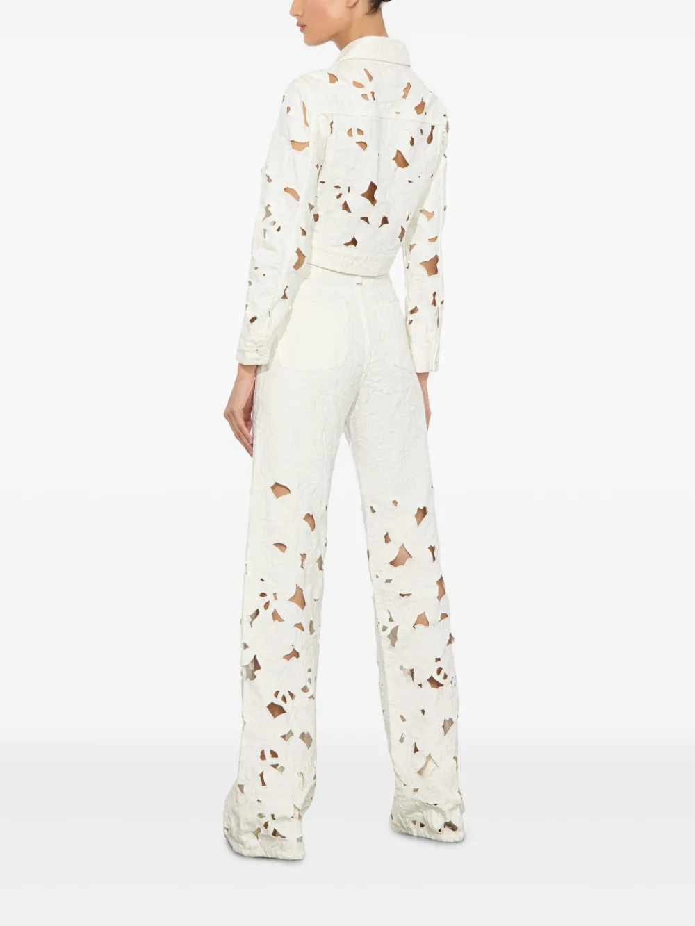 alice + olivia Weezy high waist jeans met geborduurd ringlets Wit