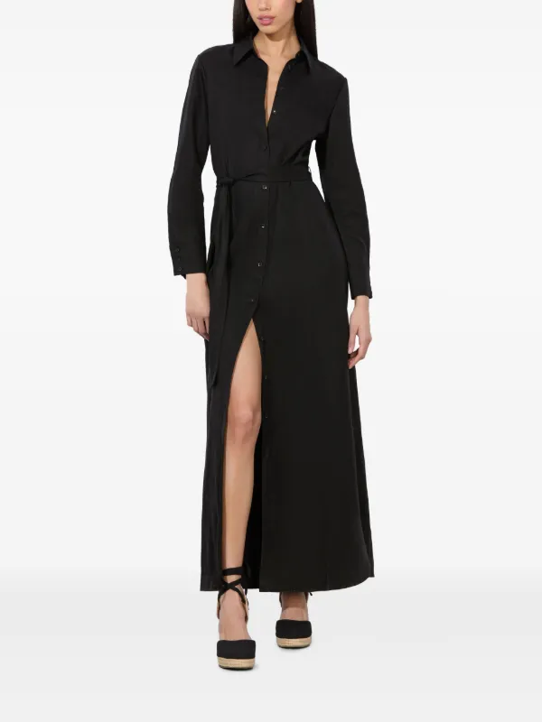 alice and olivia black midi dress Alice + Olivia Delora Fitted Mock Neck Dress - Black