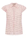 alice + olivia flutter-sleeve ice-cream print blouse - Pink