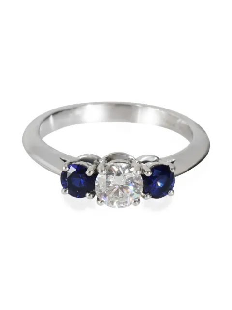 Tiffany & Co. Pre-Owned anillo Three Stone en platino con diamante y zafiro