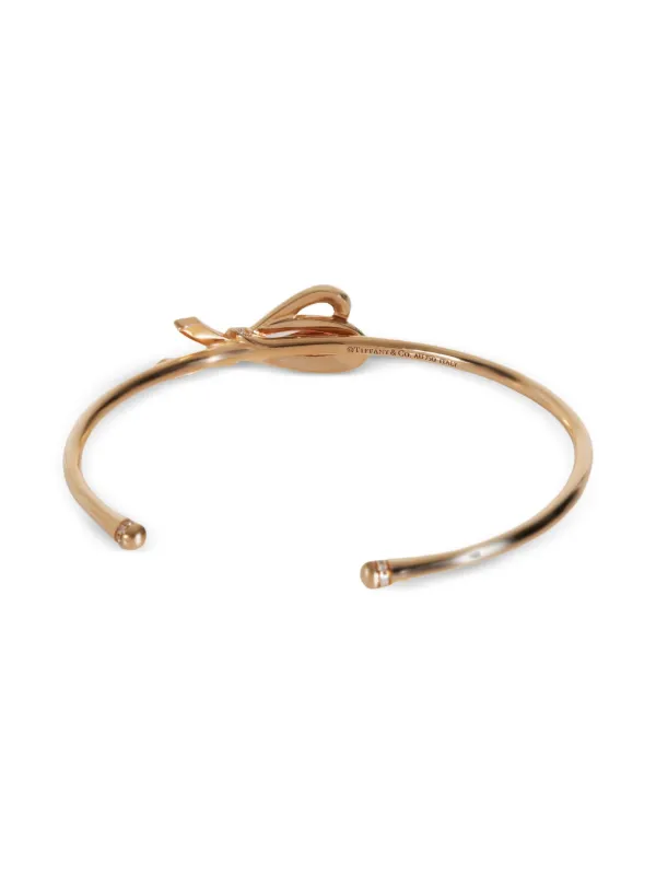 Tiffany Pre-Owned 18K Rose Gold Bow Diamond Cuff Bracelet